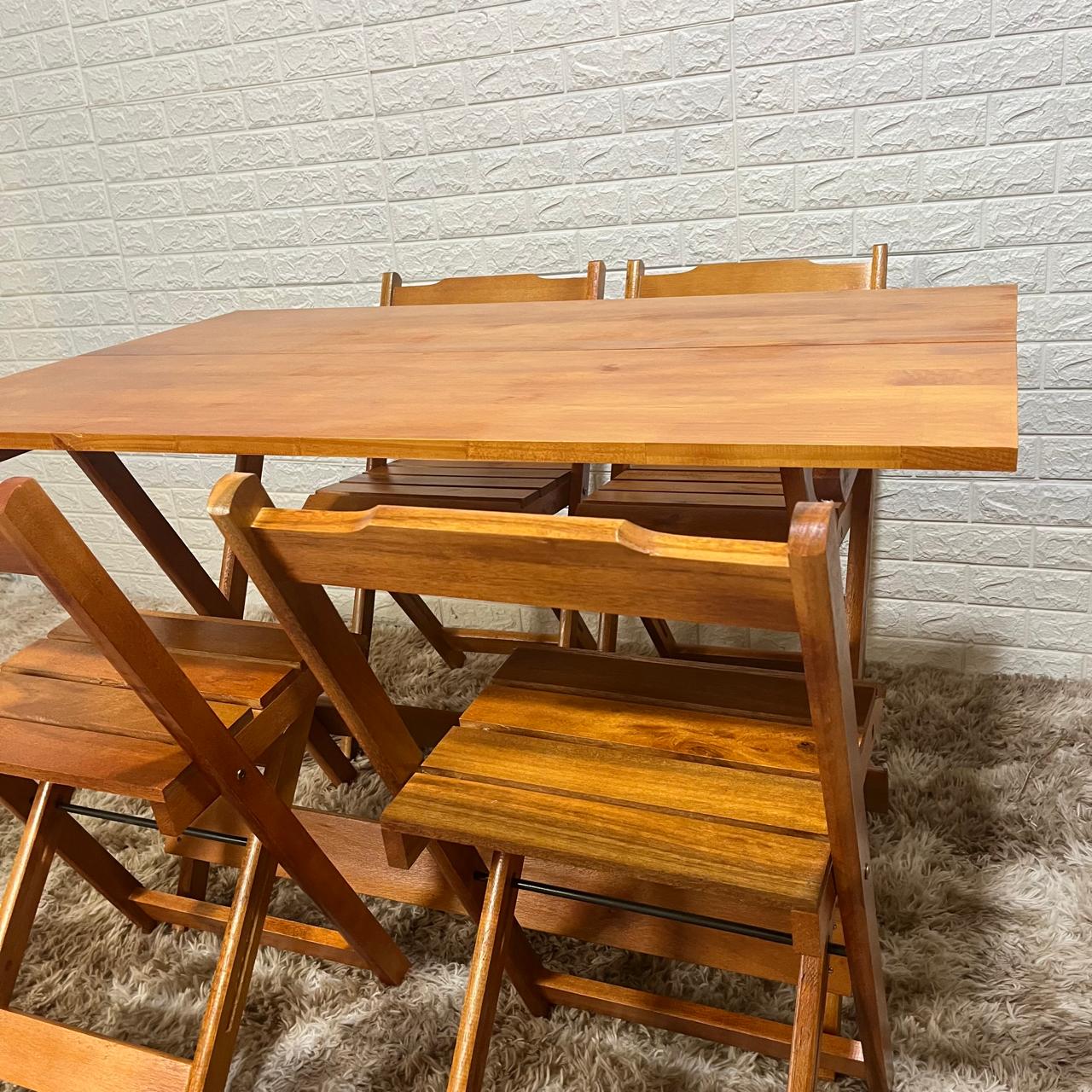 conjunto dobravel 70x70 com 4 cadeiras mel 4